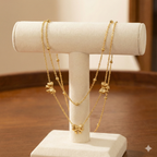 Golden Bow Charm Layered Necklace