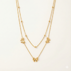Golden Bow Charm Layered Necklace