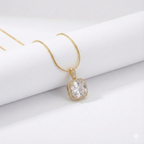 Golden Cushion Halo Solitaire Pendant Necklace