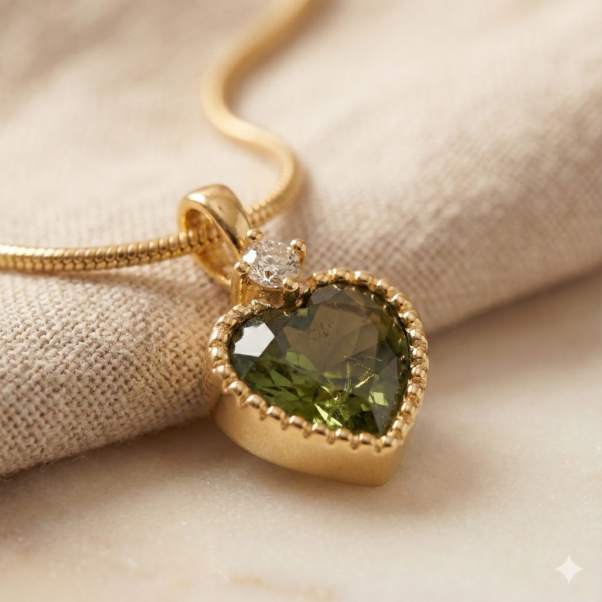 Emerald Glow Heart Pendant Necklace