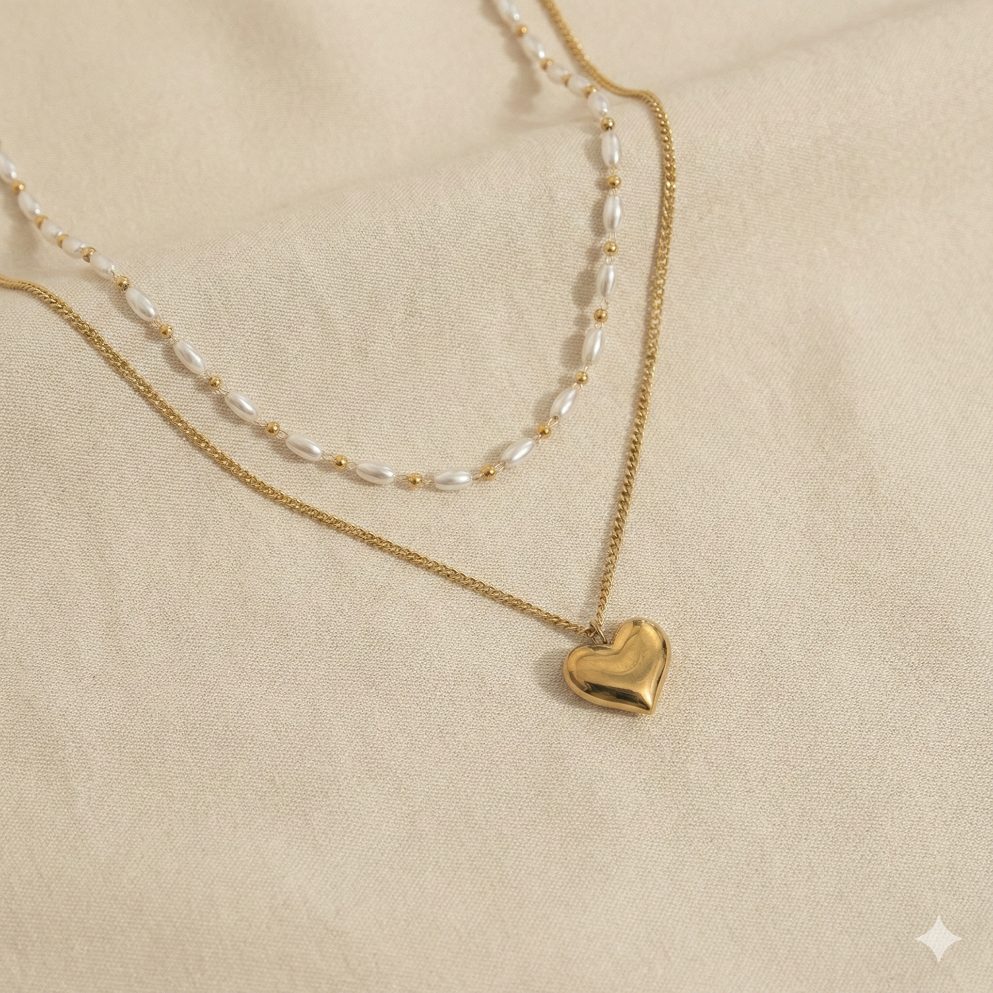 Pearl Grace Heart Layered Necklace
