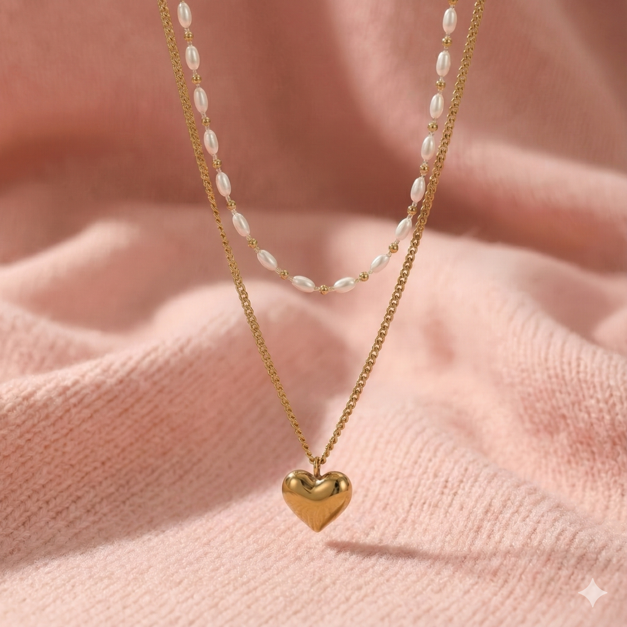 Pearl Grace Heart Layered Necklace