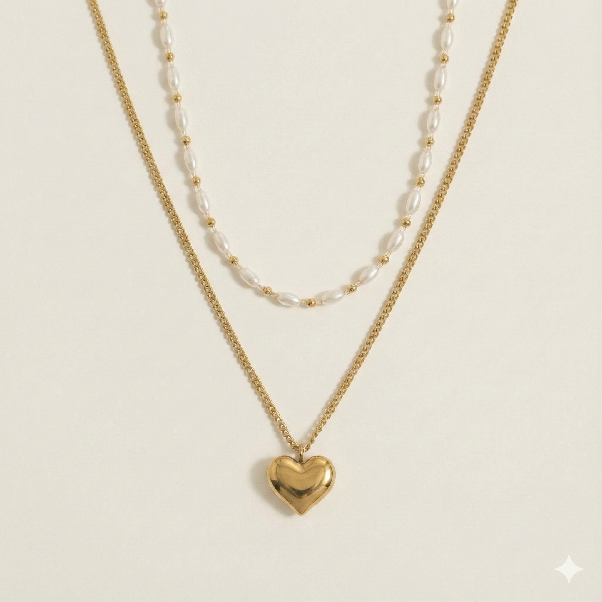 Pearl Grace Heart Layered Necklace