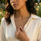 Golden Solitaire Glow Layered Necklace