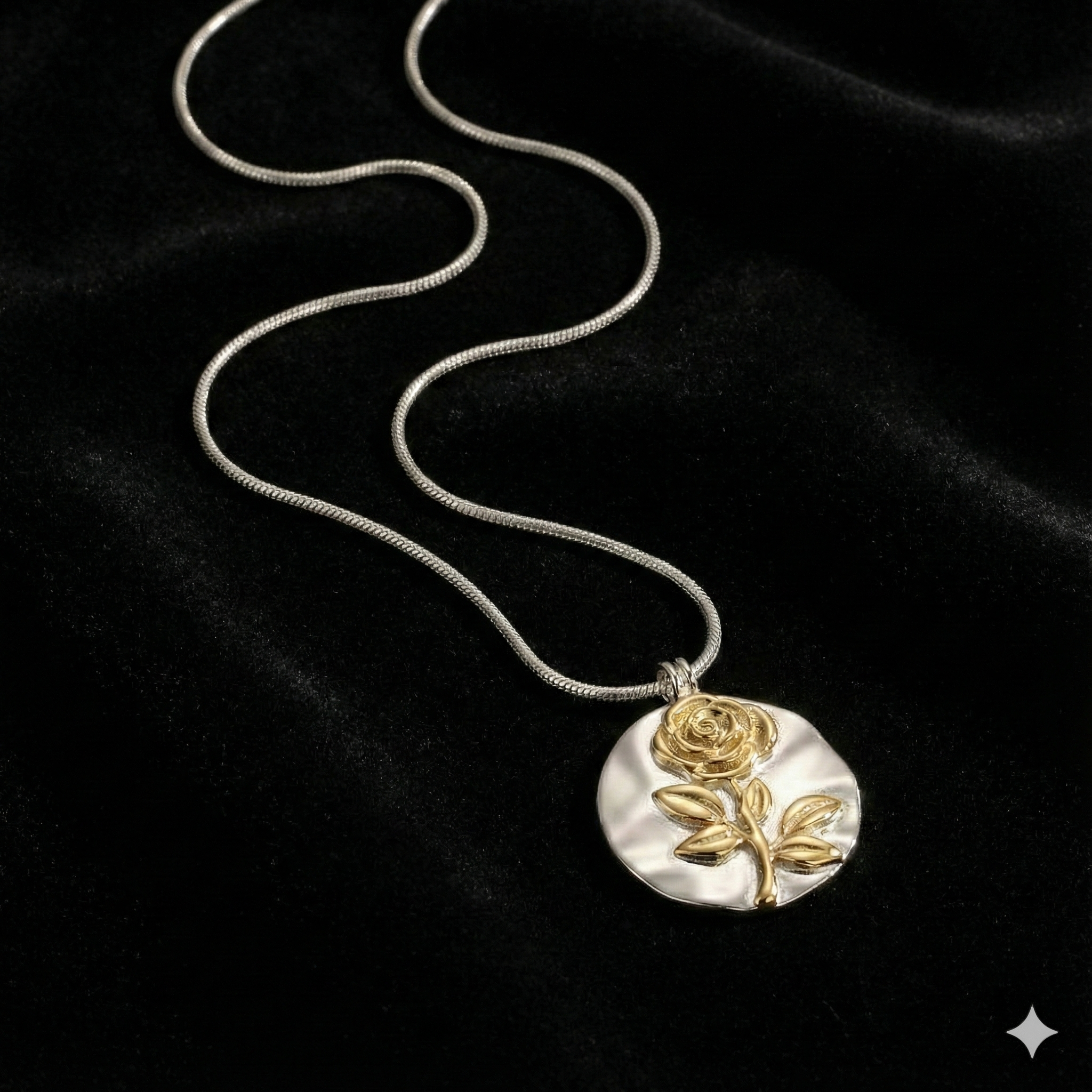 Silver Bloom Rose Pendant Necklace