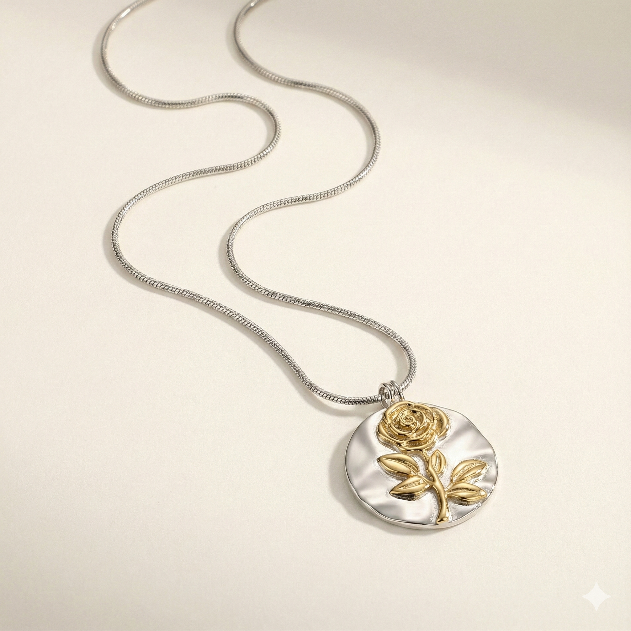 Silver Bloom Rose Pendant Necklace
