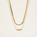 Golden Curve Bar Layered Necklace