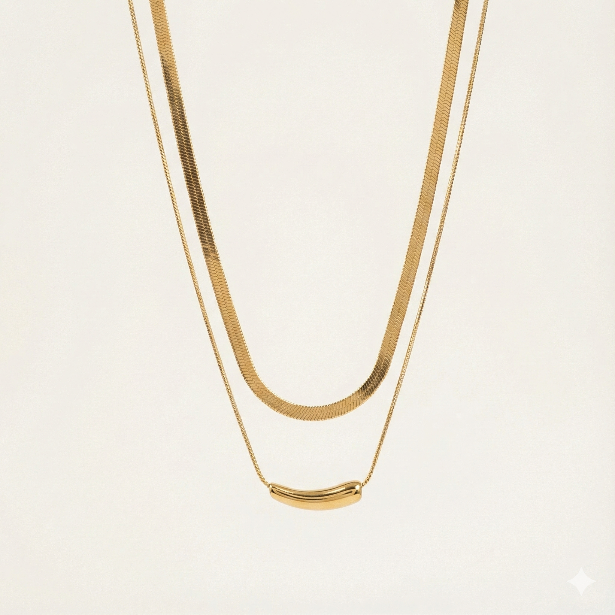 Golden Curve Bar Layered Necklace