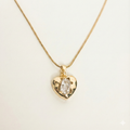 Golden Crystal Heart Pendant Necklace