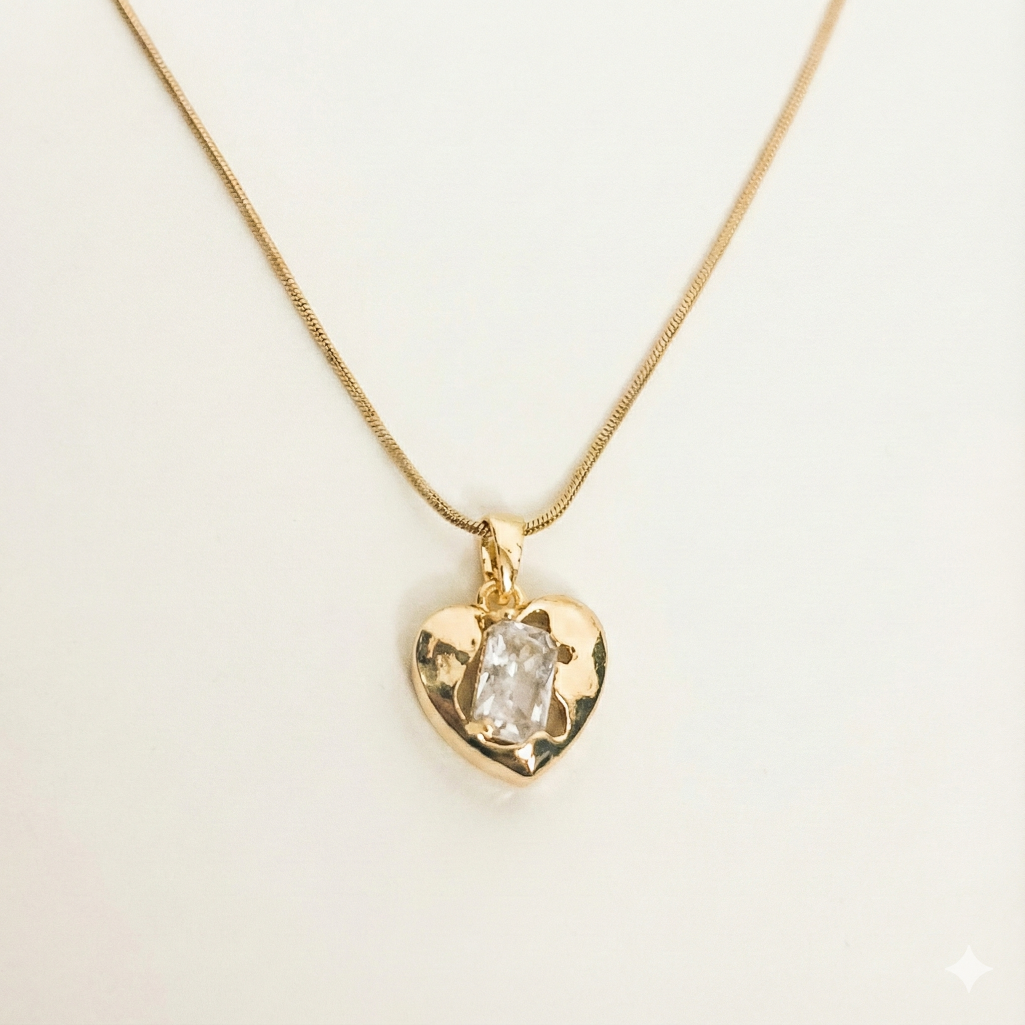 Golden Crystal Heart Pendant Necklace