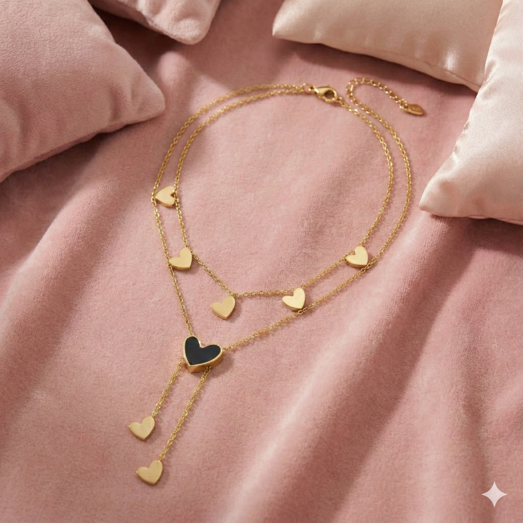 Midnight Heart Layered Necklace