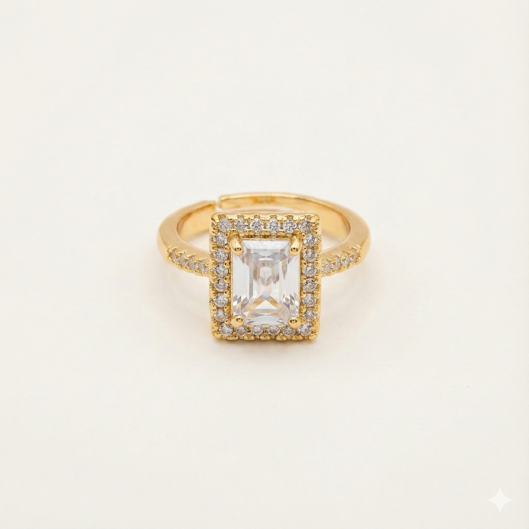 Emerald Cut Halo Solitaire Ring