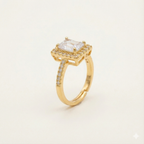 Emerald Cut Halo Solitaire Ring