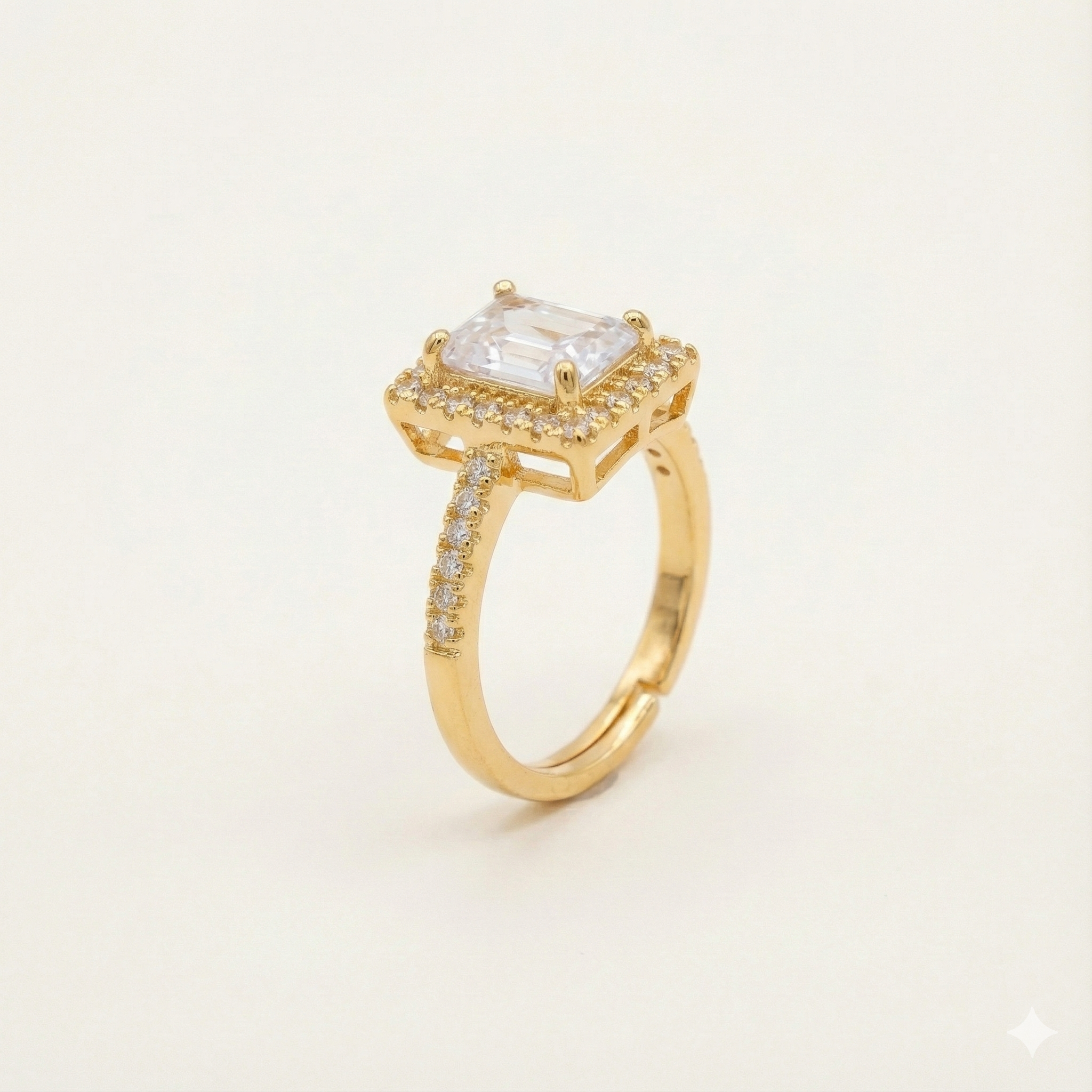 Emerald Cut Halo Solitaire Ring