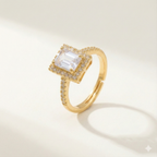 Emerald Cut Halo Solitaire Ring